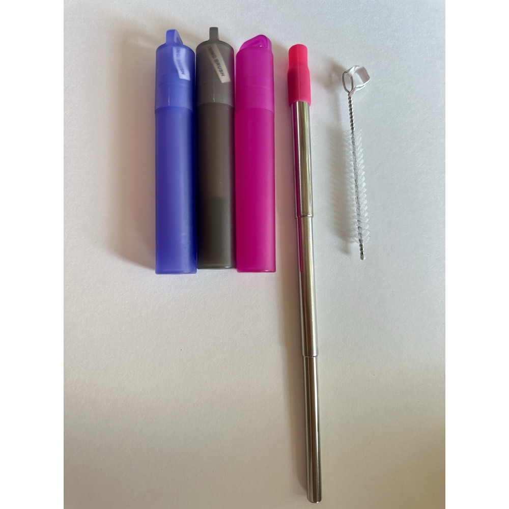 Reusable Metal Straws (3 Packs), Collapsible Travel Drinking Straws with Cases